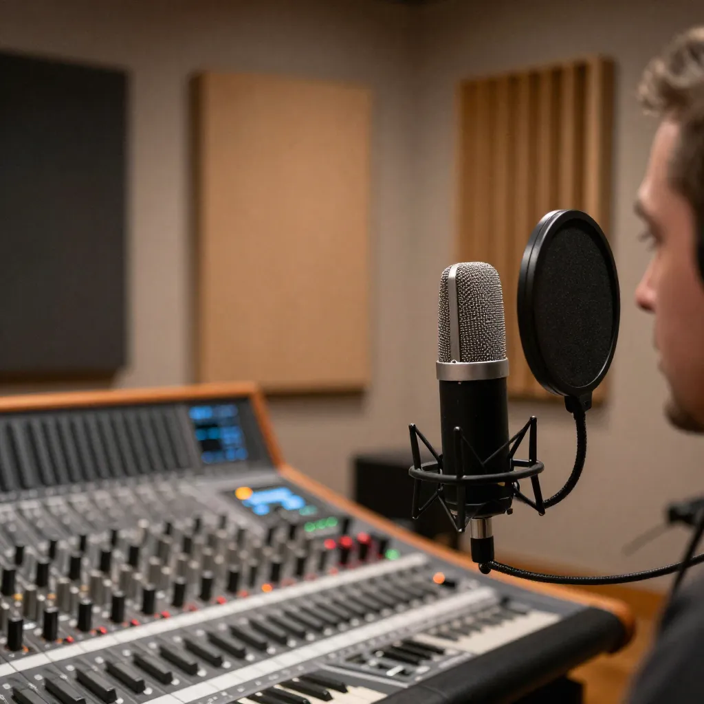Acoustically treated podcast recording room